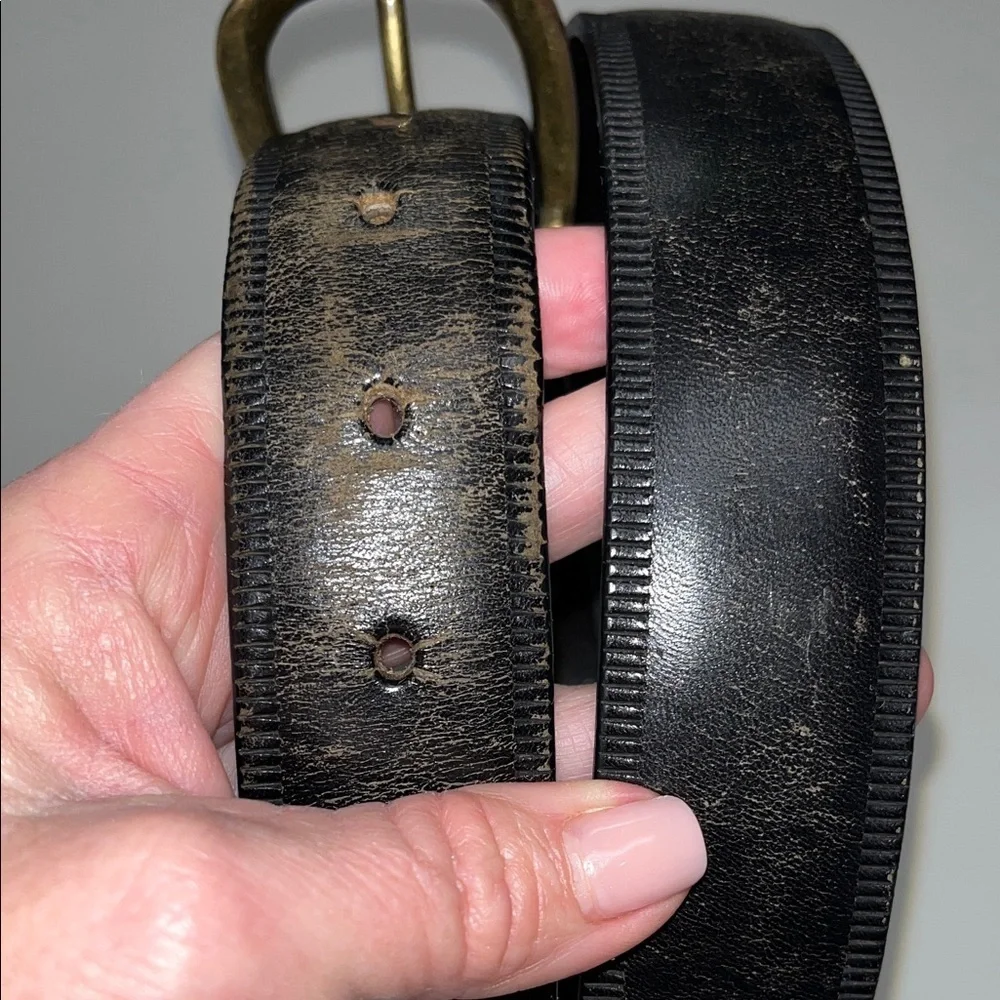 Calvin Klein Deep Brown Size 38 leather Belt w/ Brass Buckle